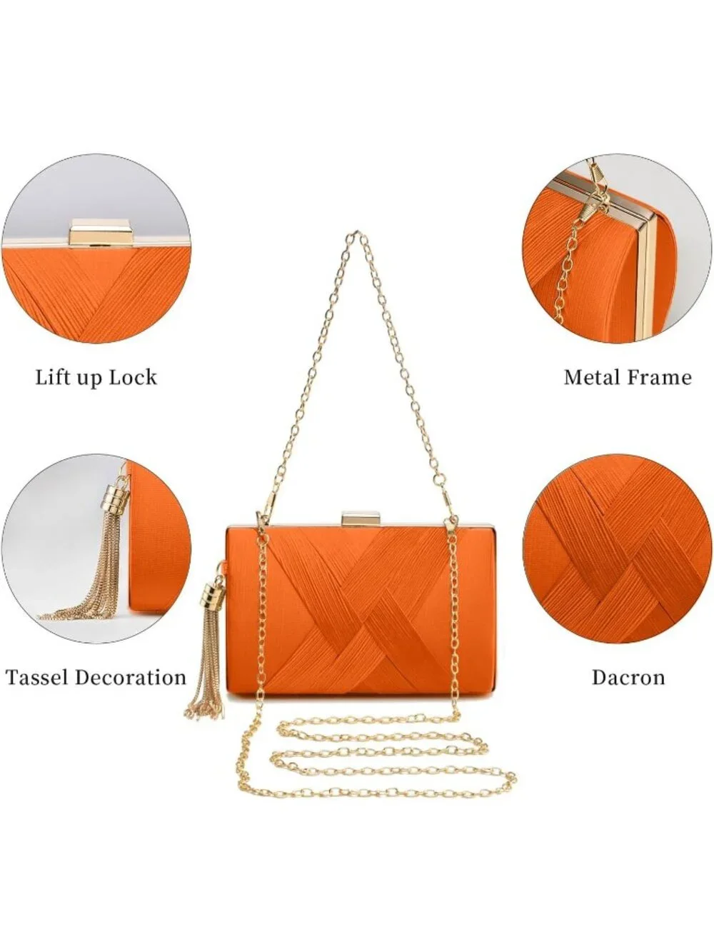 👜 Women's Orange Tassel Evening Clutch bag Crossbody Night out Clutch Purses